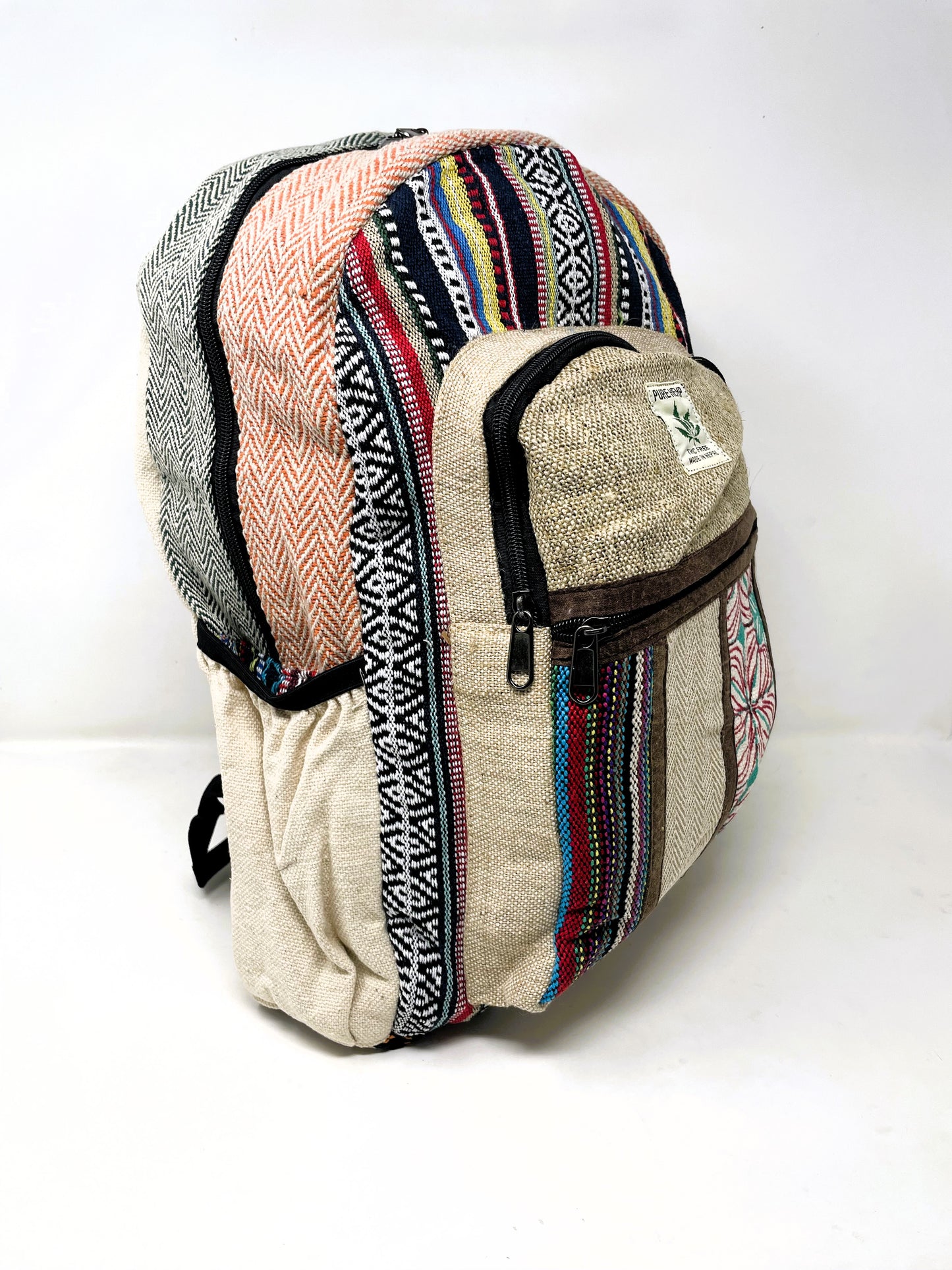 Pure Himalayan Hemp Multi Pocket Handmade Backpack for Men & Women