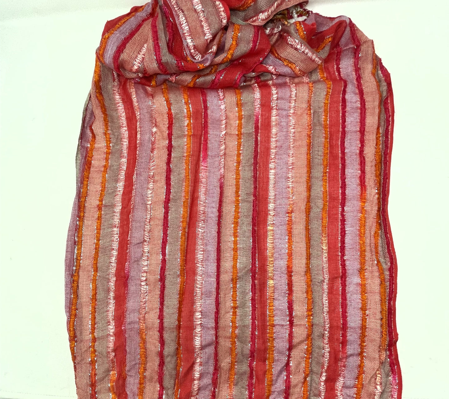 Beautiful reds with Silver Stripes Thin & Lightweight Fashion Scarf