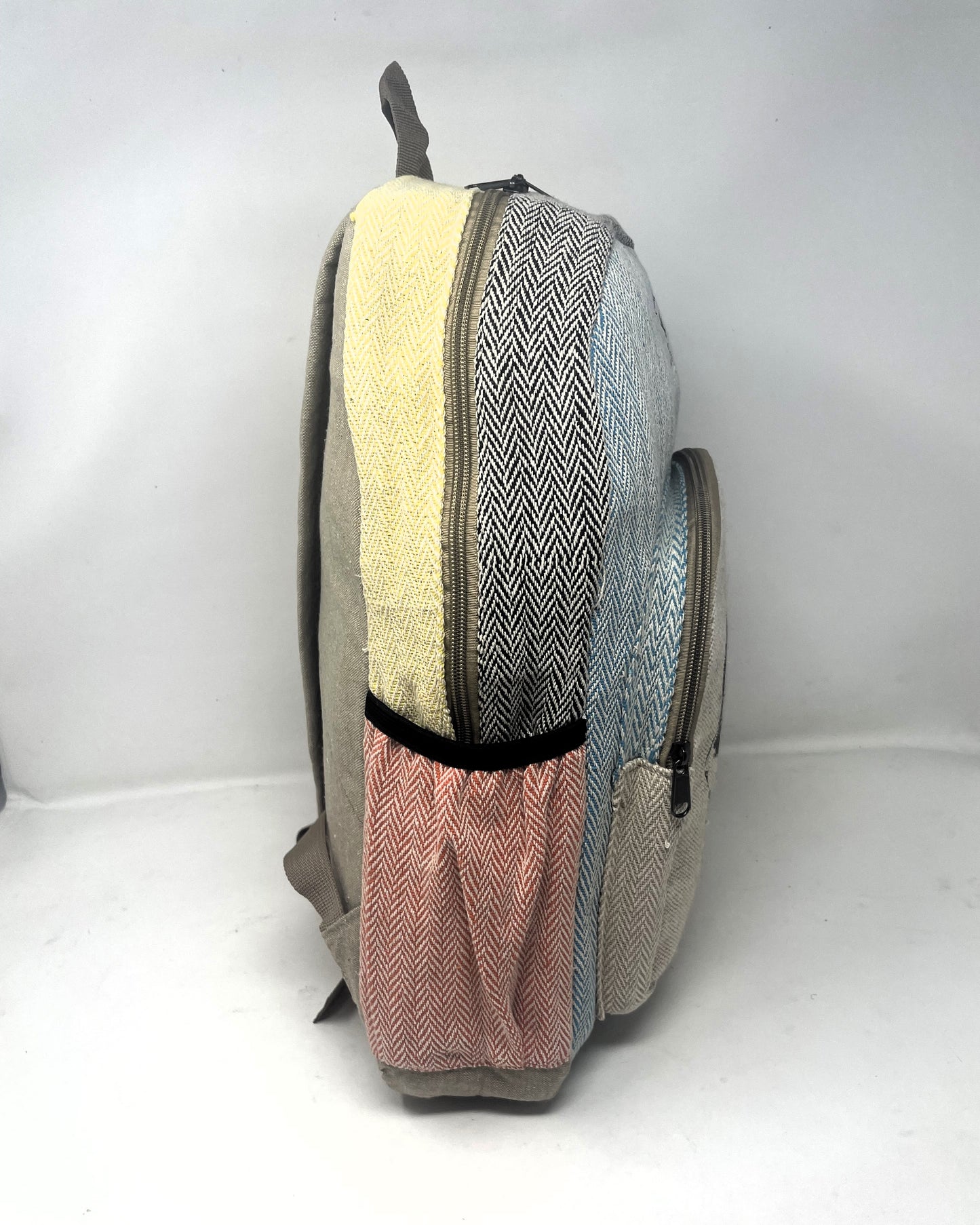 Large All Natural Pure Hemp Multi Pockets Laptop Backpack - Elephant Design