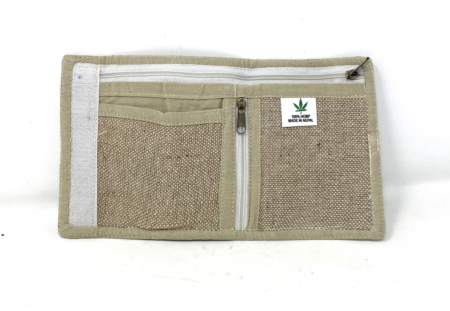 100% Pure Hem Unisex Wallet Embroidered - Mari Green on Light Green
