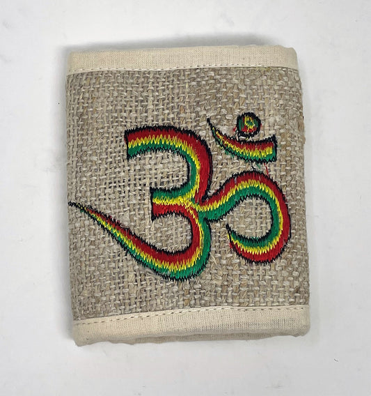 Handmade 100% Hemp Wallet with Embroidered Rasta/OM Symbol