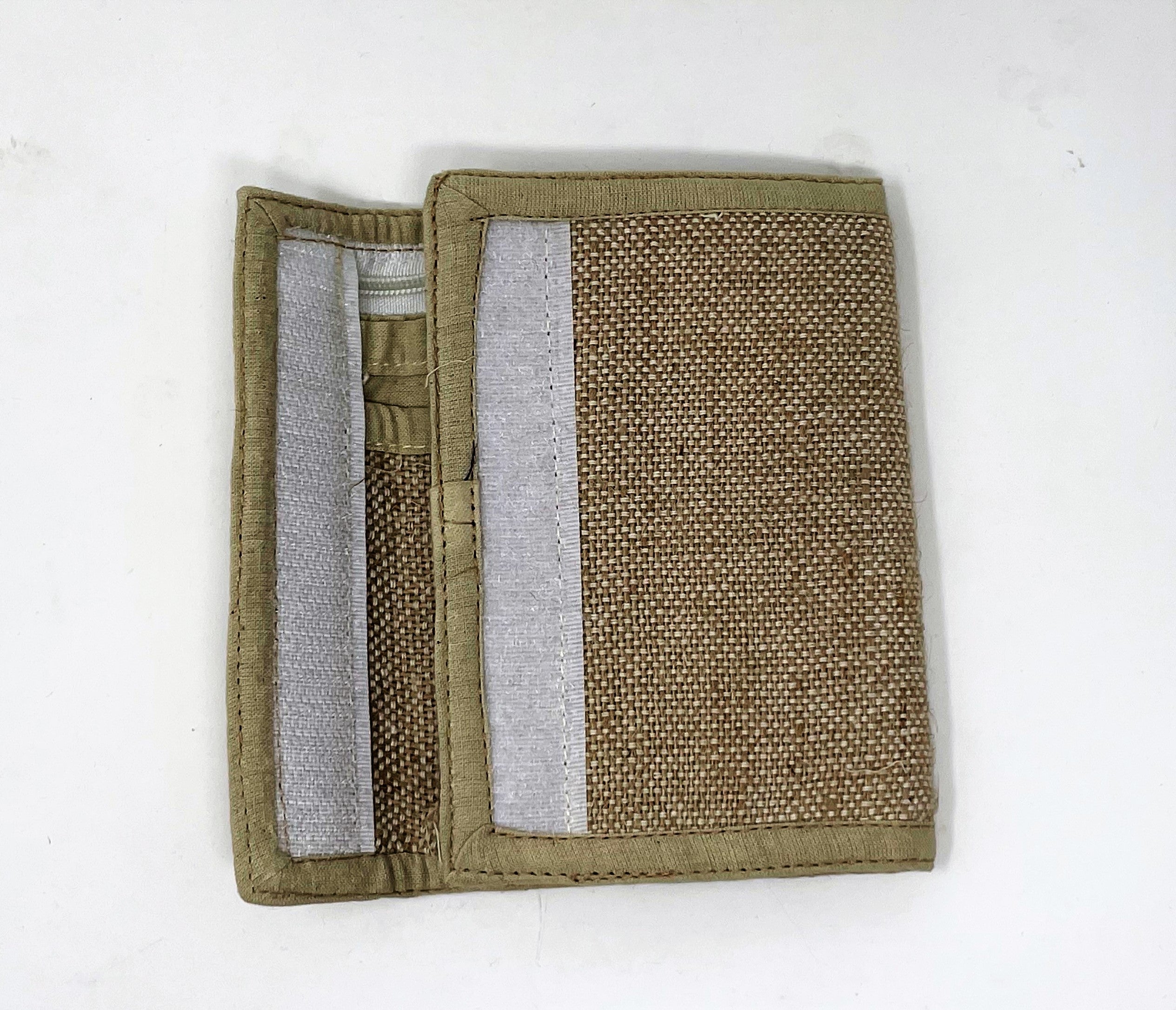 100% Organic Hemp Tri Fold Unisex Wallet 2 Shade Embroidered Green Leaf