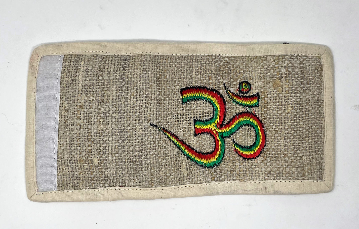 Handmade 100% Hemp Wallet with Embroidered Rasta/OM Symbol