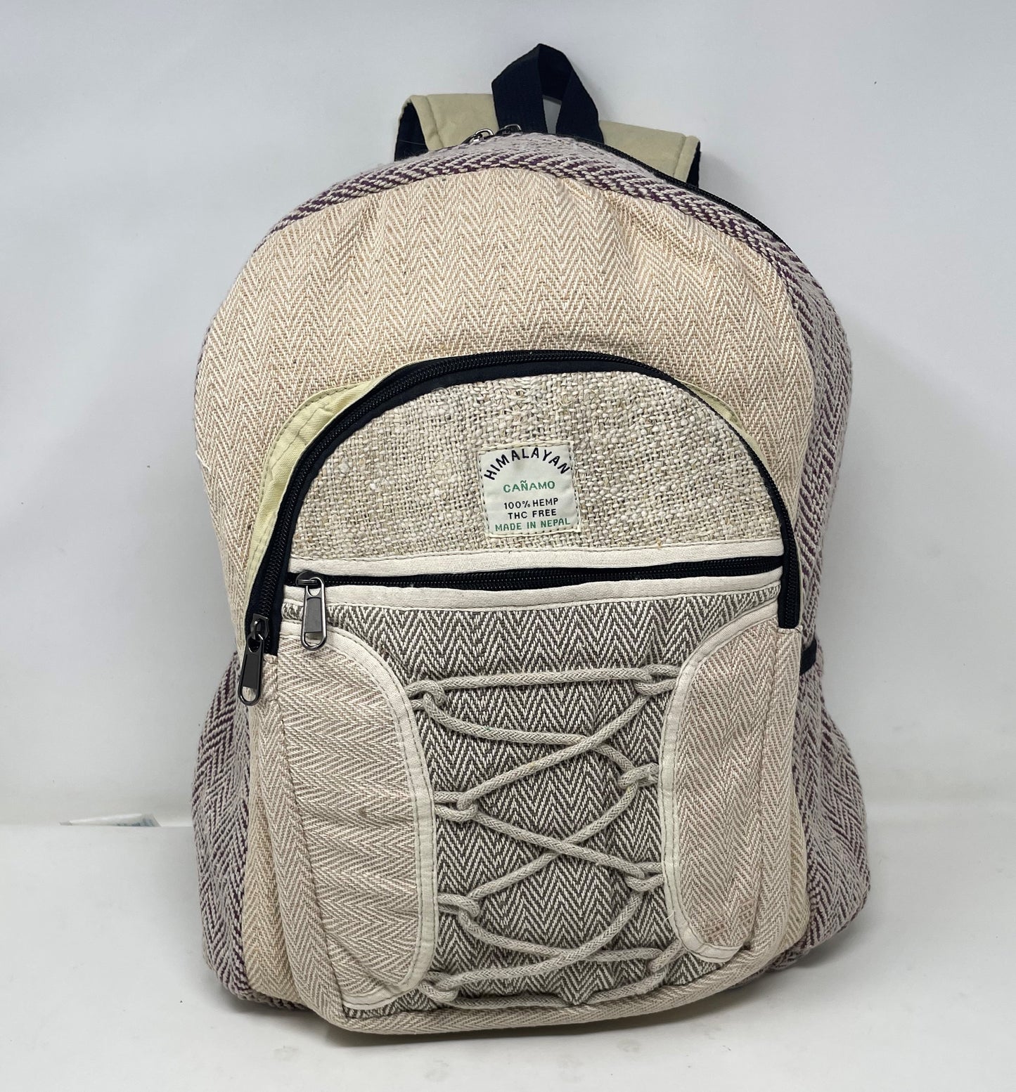 Unisex Himalayan Large Pure Hemp Multi Pocket Backpack