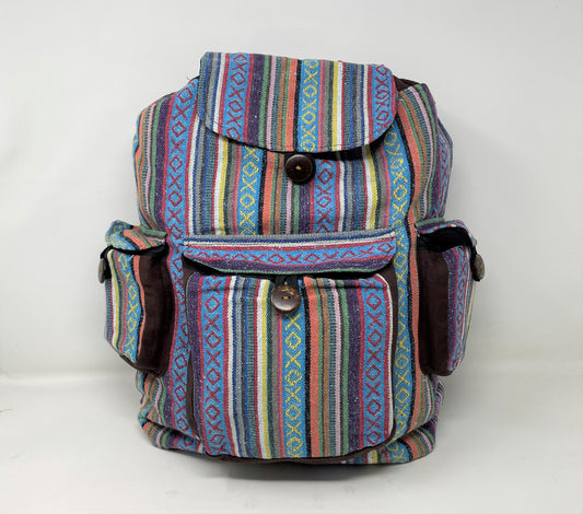 Gehry Woven Fabric Back Pack  Multi Pocket - Beautiful Stripped Colors