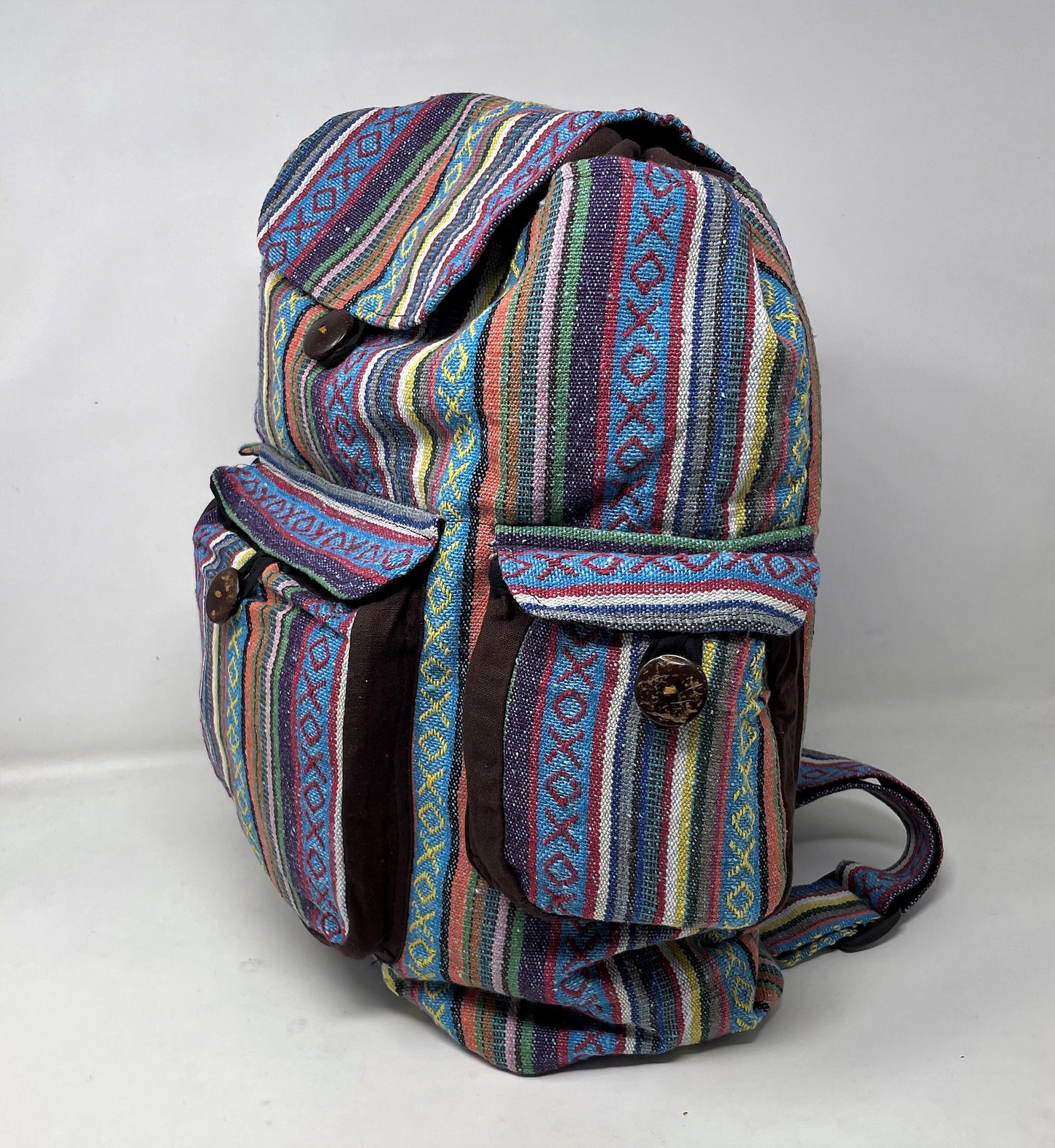 Gehry Woven Fabric Back Pack  Multi Pocket - Beautiful Stripped Colors