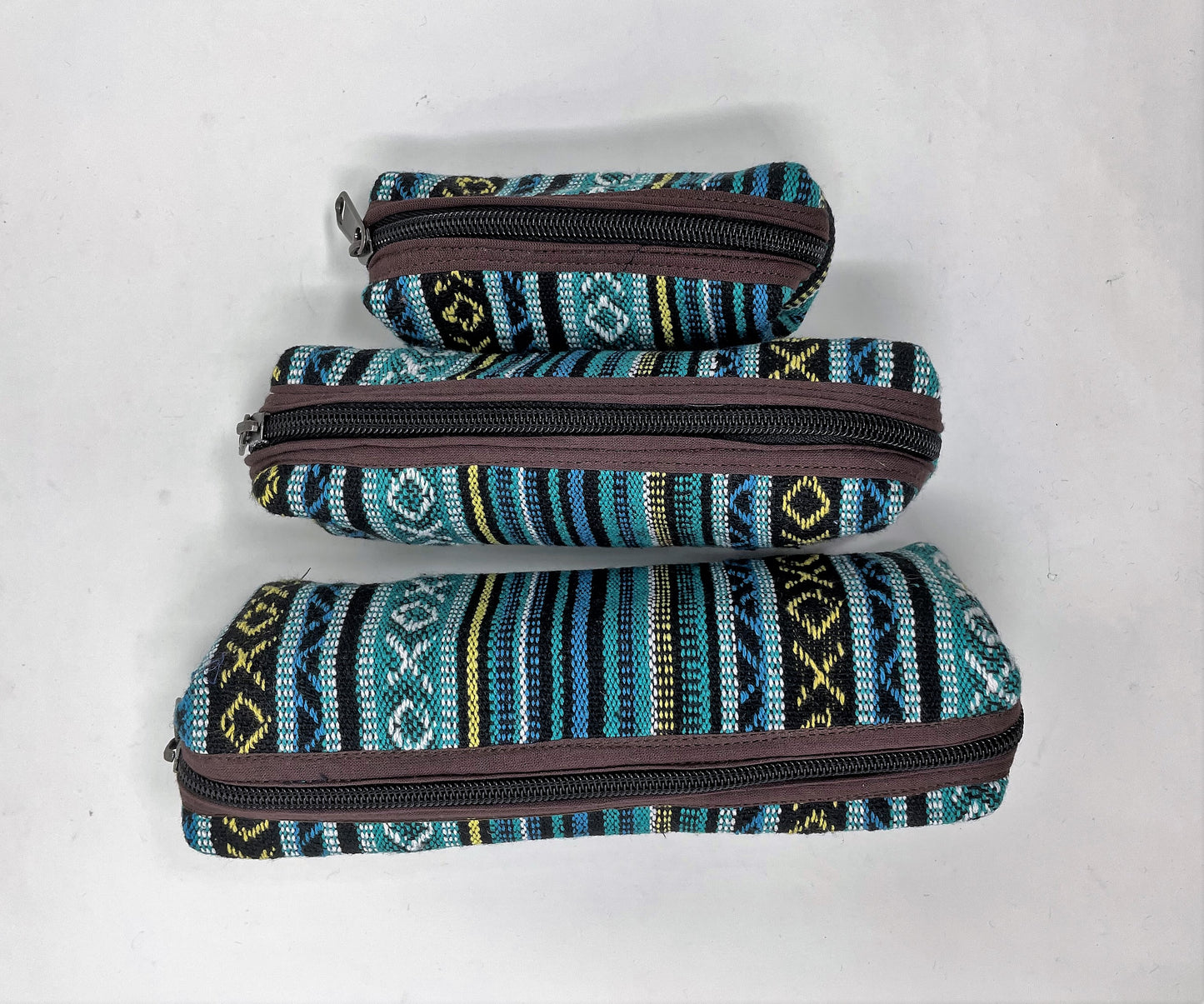 Himalayan Multicolor Hemp Bags 3 Nestle Pouches w/Zippers