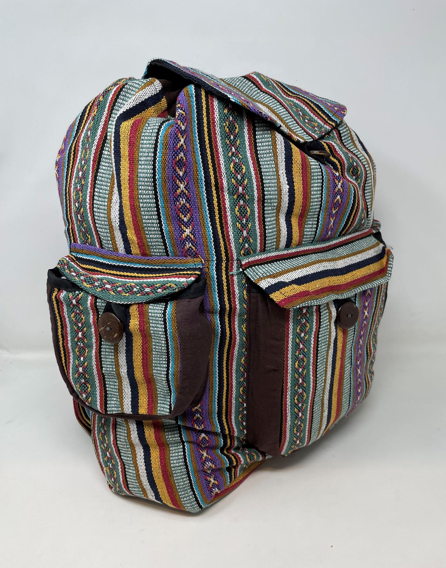 Unisex large Back Pack w/Pockets - Beautiful Colorful  Woven Fabric Design